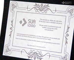 Placa de Homenagem - Homenagem Brasil