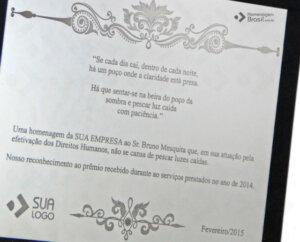 Placa de Homenagem - Homenagem Brasil