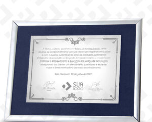 Certificados em INOX Emoldurados